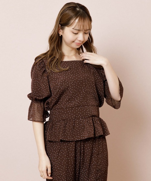 flower（フラワー）の「クラシックドットブラウス（シャツ/ブラウス・レディース・アイボリー/ブラウン・FREE）」の16枚目の写真