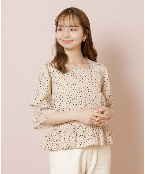 flower（フラワー）の「クラシックドットブラウス（シャツ/ブラウス・レディース・アイボリー/ブラウン・FREE）」の17枚目の写真