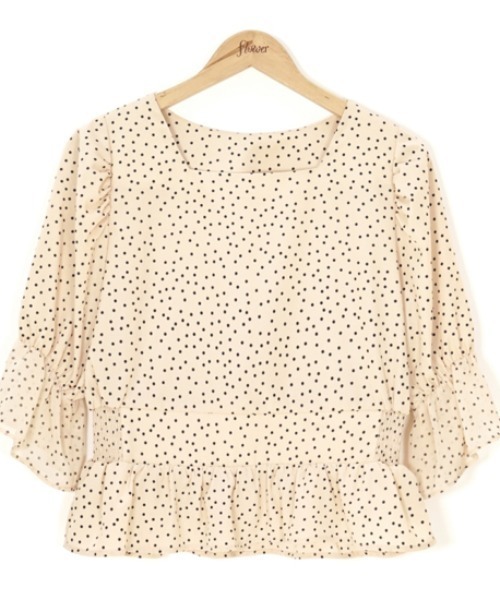flower（フラワー）の「クラシックドットブラウス（シャツ/ブラウス・レディース・アイボリー/ブラウン・FREE）」の18枚目の写真