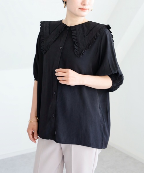 UNFIELD（アンフィールド）の「【UNFIELD Bigカラーブラウス】（シャツ/ブラウス・レディース・ブラック/オフホワイト・FREE）」の22枚目の写真