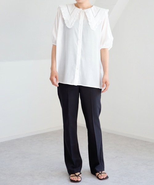 UNFIELD（アンフィールド）の「【UNFIELD Bigカラーブラウス】（シャツ/ブラウス・レディース・ブラック/オフホワイト・FREE）」の15枚目の写真