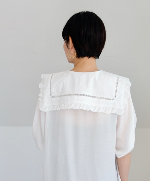 UNFIELD（アンフィールド）の「【UNFIELD Bigカラーブラウス】（シャツ/ブラウス・レディース・ブラック/オフホワイト・FREE）」の12枚目の写真