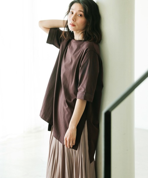 LEPSIM(レプシィム)の「マルチキノウチュニック 928025(Tシャツ/カットソー・レディース・ブラック/ブラウン/レッド/オフホワイト/カーキ/ピンク/グリーン/キャメル・FREE)」の4枚目の写真