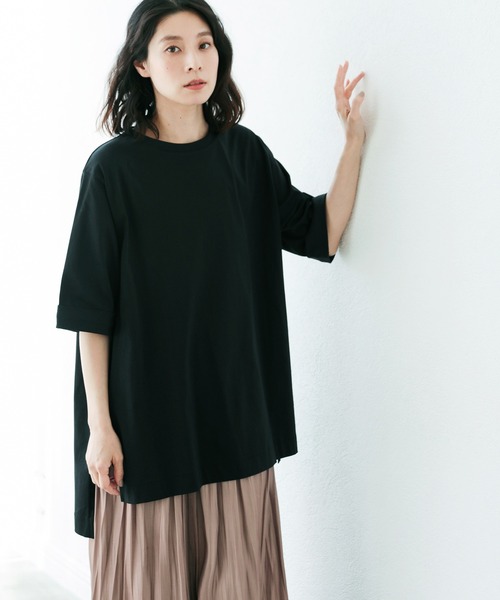 LEPSIM(レプシィム)の「マルチキノウチュニック 928025(Tシャツ/カットソー・レディース・ブラック/ブラウン/レッド/オフホワイト/カーキ/ピンク/グリーン/キャメル・FREE)」の3枚目の写真