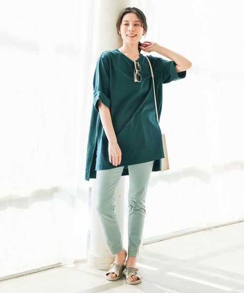 LEPSIM(レプシィム)の「マルチキノウチュニック 928025(Tシャツ/カットソー・レディース・ブラック/ブラウン/レッド/オフホワイト/カーキ/ピンク/グリーン/キャメル・FREE)」の18枚目の写真