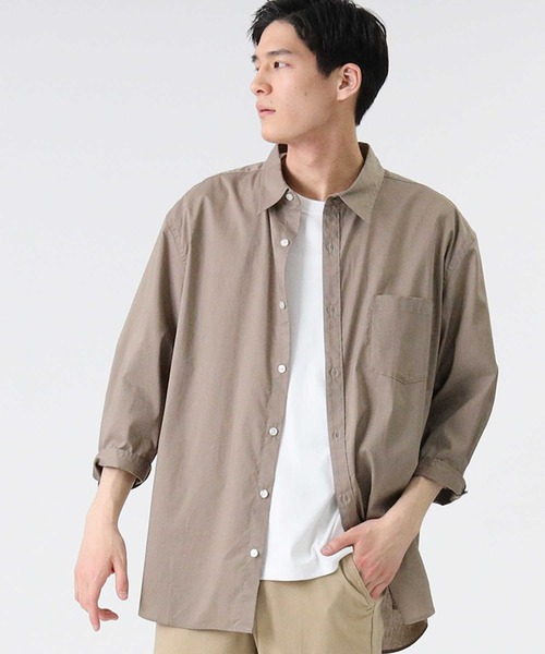 BACK NUMBER（バックナンバー）の「【BACK NUMBER】DRY7分袖レギュラーカラーシャツ（シャツ/ブラウス・メンズ・ホワイト/サックスブルー/ネイビー/ベージュ/ケリー/ブラック・L/S/M/XL）」の4枚目の写真