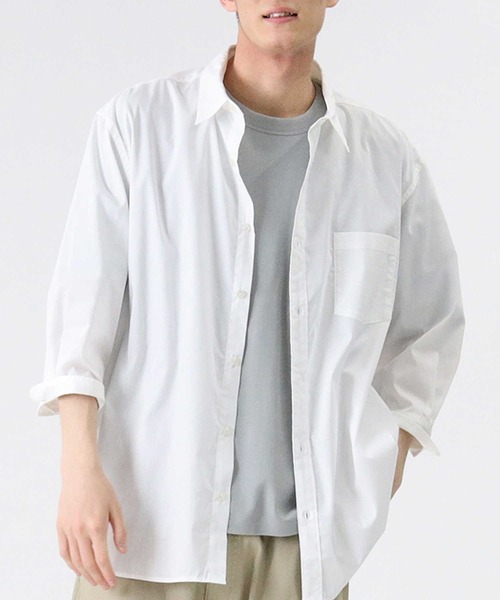 BACK NUMBER（バックナンバー）の「【BACK NUMBER】DRY7分袖レギュラーカラーシャツ（シャツ/ブラウス・メンズ・ホワイト/サックスブルー/ネイビー/ベージュ/ケリー/ブラック・L/S/M/XL）」の9枚目の写真