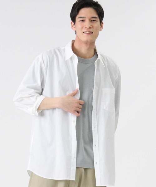 BACK NUMBER（バックナンバー）の「【BACK NUMBER】DRY7分袖レギュラーカラーシャツ（シャツ/ブラウス・メンズ・ホワイト/サックスブルー/ネイビー/ベージュ/ケリー/ブラック・L/S/M/XL）」の15枚目の写真