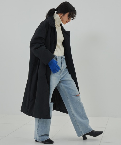 Aunt Marie's（アントマリーズ）の「3WAY中綿オーバーサイズコート / 襟取り外し可能（ダウンジャケット/コート・レディース・ブラック/ライトグリーン/アイボリー/カーキ/ベージュ・FREE）」の12枚目の写真