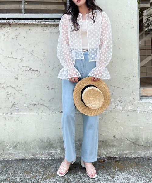 EPIMI E'PIMMY（エピミエピミー）の「3wayオーガン刺繍ブラウス（シャツ/ブラウス・レディース・オフホワイト/ブラック/ベージュ・MEDIUM）」の5枚目の写真