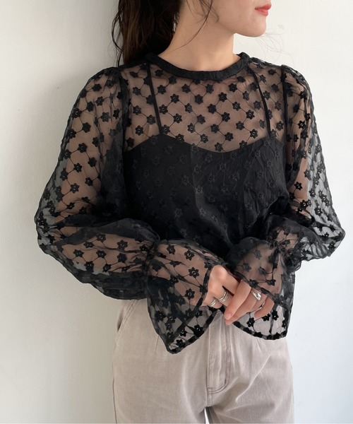 EPIMI E'PIMMY（エピミエピミー）の「3wayオーガン刺繍ブラウス（シャツ/ブラウス・レディース・オフホワイト/ブラック/ベージュ・MEDIUM）」の13枚目の写真