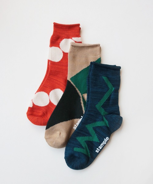 stample(スタンプル)の「インパクトパターンクルーソックス3P(ソックス/靴下・キッズ・A・LL/S/M/L)」の1枚目の写真