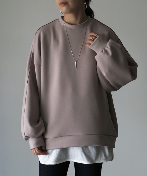 Riberry（リベリー）の「ダンボールニットタックラウンドプルオーバー（スウェット・レディース・ブラック/オフホワイト/ピンクベージュ・MEDIUM）」の16枚目の写真