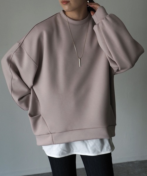 Riberry（リベリー）の「ダンボールニットタックラウンドプルオーバー（スウェット・レディース・ブラック/オフホワイト/ピンクベージュ・MEDIUM）」の19枚目の写真