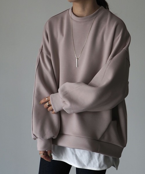 Riberry（リベリー）の「ダンボールニットタックラウンドプルオーバー（スウェット・レディース・ブラック/オフホワイト/ピンクベージュ・MEDIUM）」の21枚目の写真