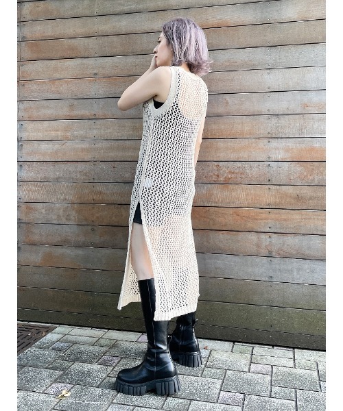 ENVYM（アンビー）の「メッシュノースリＯＰ（ワンピース・レディース・ブラック/ベージュ/ブラウン・FREE）」の8枚目の写真