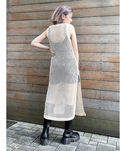 ENVYM（アンビー）の「メッシュノースリＯＰ（ワンピース・レディース・ブラック/ベージュ/ブラウン・FREE）」の9枚目の写真