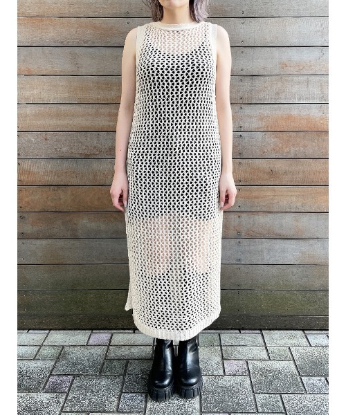 ENVYM（アンビー）の「メッシュノースリＯＰ（ワンピース・レディース・ブラック/ベージュ/ブラウン・FREE）」の10枚目の写真