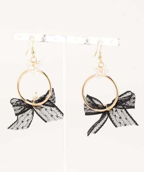 tone(トーン)の「ピアス【YM】チェコビーズ×シフォンリボン(MA)(ピアス(両耳用)・レディース・ゴールド・FREE)」の2枚目の写真