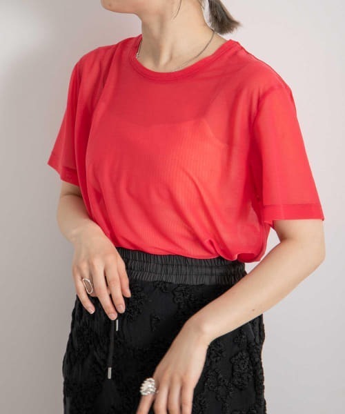 WANDERUNG（ワンデルング）の「【URBS別注】WANDERUNG　sheer SHORT-SLEEVE T-SHIRTS（Tシャツ/カットソー・レディース・ピンク/イエロー/アイボリー/ミント/ブラック・ONE）」の5枚目の写真