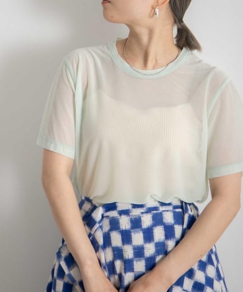 WANDERUNG（ワンデルング）の「【URBS別注】WANDERUNG　sheer SHORT-SLEEVE T-SHIRTS（Tシャツ/カットソー・レディース・ピンク/イエロー/アイボリー/ミント/ブラック・ONE）」の3枚目の写真