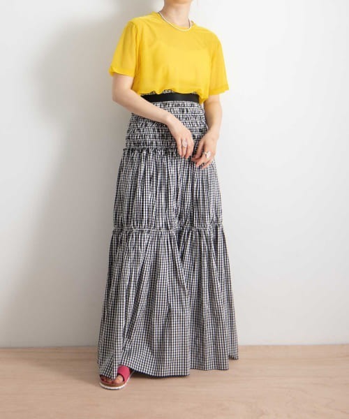 WANDERUNG（ワンデルング）の「【URBS別注】WANDERUNG　sheer SHORT-SLEEVE T-SHIRTS（Tシャツ/カットソー・レディース・ピンク/イエロー/アイボリー/ミント/ブラック・ONE）」の6枚目の写真