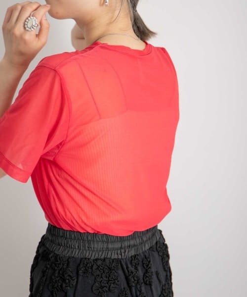 WANDERUNG（ワンデルング）の「【URBS別注】WANDERUNG　sheer SHORT-SLEEVE T-SHIRTS（Tシャツ/カットソー・レディース・ピンク/イエロー/アイボリー/ミント/ブラック・ONE）」の7枚目の写真