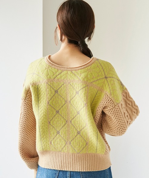 cardo fabrica(カルドファブリカ)の「ラムナイロンジャカードニット 前後2wayクルーカーディガン(カーディガン/ボレロ・レディース・ホワイト/ベージュ・FREE)」の18枚目の写真