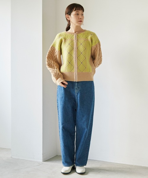 cardo fabrica(カルドファブリカ)の「ラムナイロンジャカードニット 前後2wayクルーカーディガン(カーディガン/ボレロ・レディース・ホワイト/ベージュ・FREE)」の21枚目の写真