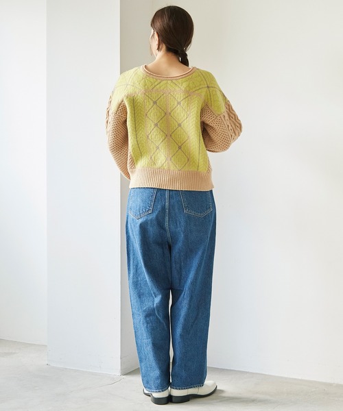 cardo fabrica(カルドファブリカ)の「ラムナイロンジャカードニット 前後2wayクルーカーディガン(カーディガン/ボレロ・レディース・ホワイト/ベージュ・FREE)」の12枚目の写真