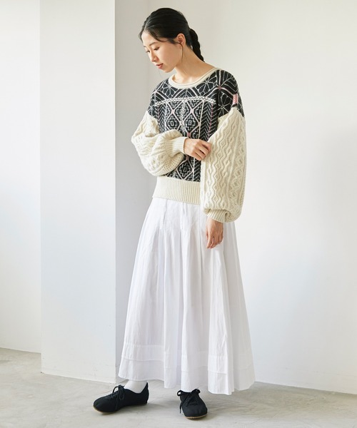 cardo fabrica(カルドファブリカ)の「ラムナイロンジャカードニット 前後2wayクルーカーディガン(カーディガン/ボレロ・レディース・ホワイト/ベージュ・FREE)」の17枚目の写真