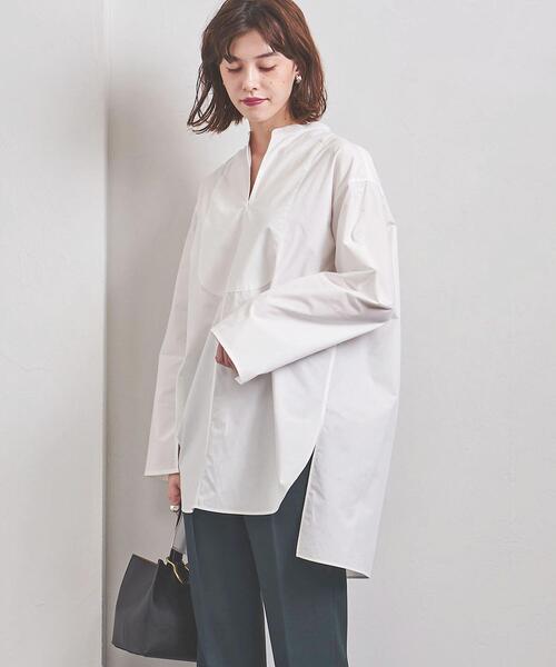 UNITED ARROWS（ユナイテッドアローズ）の「WEB限定＜UNITED ARROWS＞C プルオーバー チュニック W（シャツ/ブラウス・レディース・ネイビー/オフホワイト/オリーブ・FREE）」の2枚目の写真