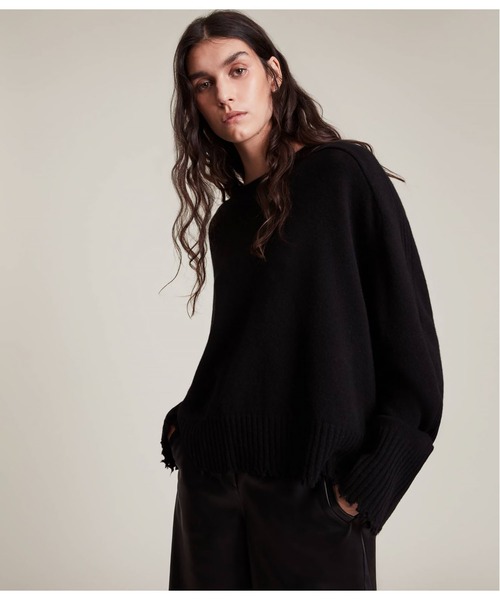 ALLSAINTS（オールセインツ）の「KIERA CASHMERE CREW JUMPER | KIERA カシミヤ クルー ニットウェア（ニット/セーター・レディース・ブラック/ピンク系・XS/M/S）」の2枚目の写真
