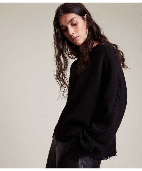 ALLSAINTS（オールセインツ）の「KIERA CASHMERE CREW JUMPER | KIERA カシミヤ クルー ニットウェア（ニット/セーター・レディース・ブラック/ピンク系・XS/M/S）」の7枚目の写真