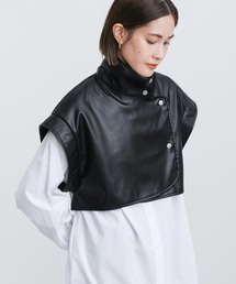 select MOCA | 2021 AW フェイクレザースタンドカラーショートベスト(ベスト)