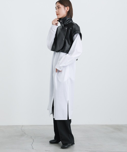 select MOCA（セレクトモカ）の「2021 AW フェイクレザースタンドカラーショートベスト（ベスト・レディース・ブラック/アイボリー/モカ・FREE）」の7枚目の写真