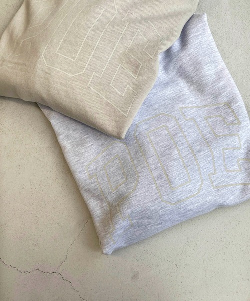 CANAL JEAN（キャナルジーン）の「PEACE OUT ENJOY(ピースアウトエンジョイ) "POE"裏毛トレーナー（スウェット・レディース・ベージュ/ヘザーグレー・ONE SIZE）」の5枚目の写真