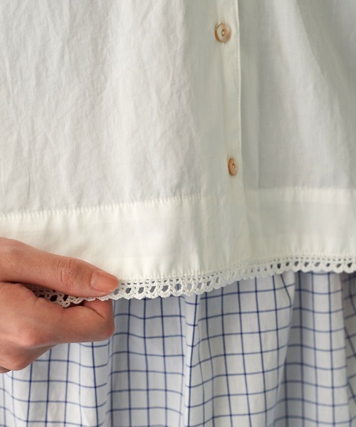 Malle（マル）の「malle コットンポプリン レース編み 大きな衿ショートブラウス（シャツ/ブラウス・レディース・オフホワイト・FREE）」の9枚目の写真