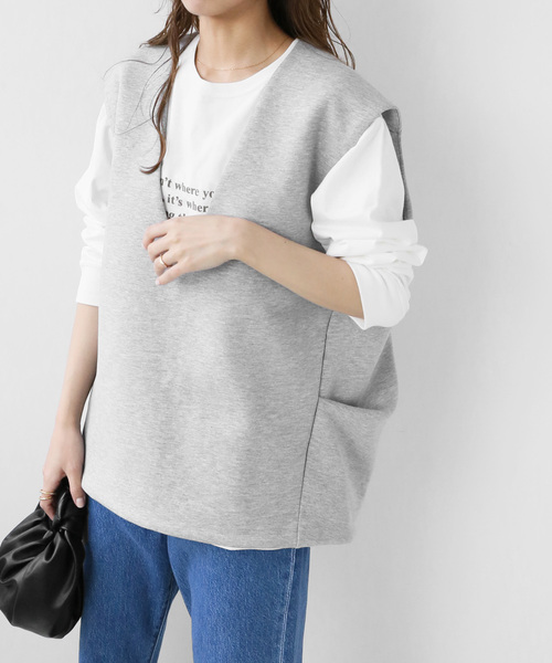 JOURNAL STANDARD relume(ジャーナルスタンダード レリューム)の「XINダンボールジレ◆(ベスト・レディース・グレー系その他/ネイビー・FREE)」の2枚目の写真