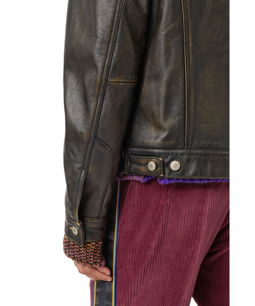 DIESEL ディーゼル レザーライダースジャケット ダークブラウン Lサイズ DIESEL（ディーゼル）の「メンズ レザー ジャケット（ライダース