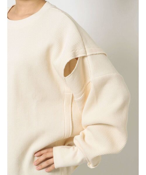 新品 ungrid ワッフルスリットロングスリーブtee Ungrid ワッフルスリットロングスリーブTee ブラック -ファッション