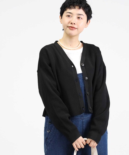 HONEYSUCKLE ROSE（ハニーサックルローズ）の「【HONEYSUCKLE ROSE】洗えて軽いニットカーデ（カーディガン/ボレロ・レディース・イエロー/オフホワイト/ブラック・M/L）」の2枚目の写真