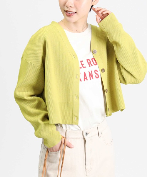 HONEYSUCKLE ROSE（ハニーサックルローズ）の「【HONEYSUCKLE ROSE】洗えて軽いニットカーデ（カーディガン/ボレロ・レディース・イエロー/オフホワイト/ブラック・M/L）」の14枚目の写真