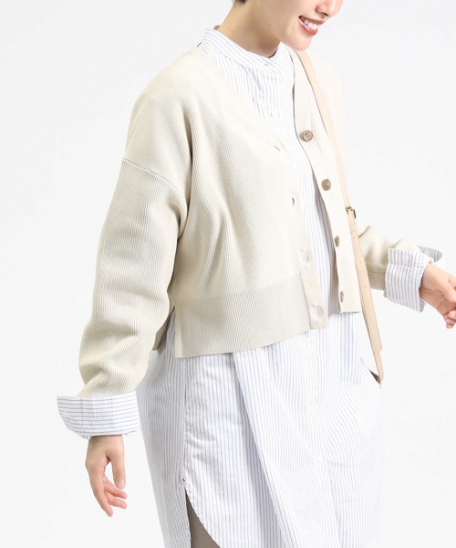 HONEYSUCKLE ROSE（ハニーサックルローズ）の「【HONEYSUCKLE ROSE】洗えて軽いニットカーデ（カーディガン/ボレロ・レディース・イエロー/オフホワイト/ブラック・M/L）」の16枚目の写真