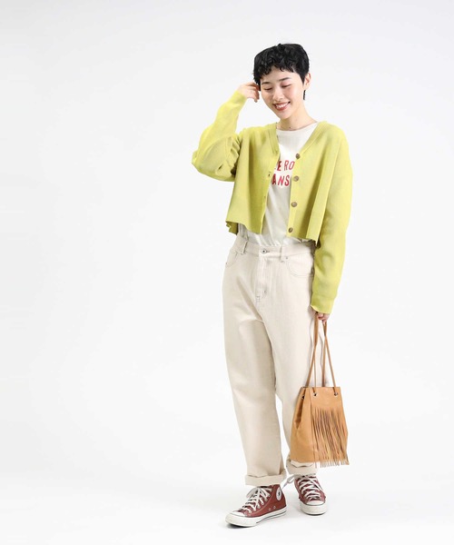 HONEYSUCKLE ROSE（ハニーサックルローズ）の「【HONEYSUCKLE ROSE】洗えて軽いニットカーデ（カーディガン/ボレロ・レディース・イエロー/オフホワイト/ブラック・M/L）」の20枚目の写真