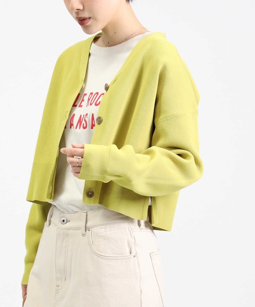 HONEYSUCKLE ROSE（ハニーサックルローズ）の「【HONEYSUCKLE ROSE】洗えて軽いニットカーデ（カーディガン/ボレロ・レディース・イエロー/オフホワイト/ブラック・M/L）」の21枚目の写真