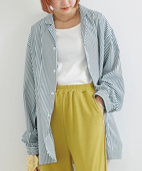 LAVEANGE（ラビアンジェ）の「カラーストライプシャツ（シャツ/ブラウス・メンズ・ライトブルー/グリーン/ミント・M/L）」の2枚目の写真