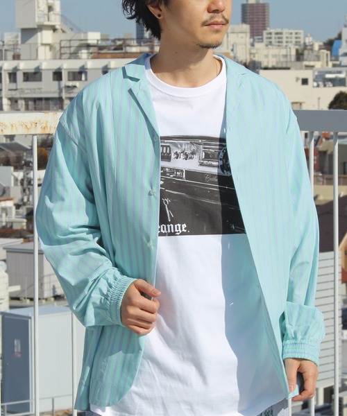 LAVEANGE（ラビアンジェ）の「カラーストライプシャツ（シャツ/ブラウス・メンズ・ライトブルー/グリーン/ミント・M/L）」の3枚目の写真