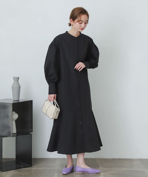 SENSE OF PLACE by URBAN RESEARCH(センスオブプレイスバイアーバンリサーチ)の「ボリュームスリーブマーメイドワンピース(シャツワンピース・レディース・ブラック/オフホワイト・ONE)」の13枚目の写真