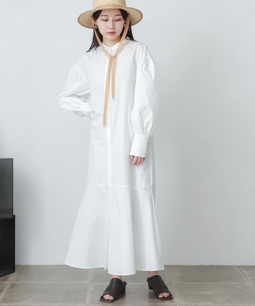 SENSE OF PLACE by URBAN RESEARCH(センスオブプレイスバイアーバンリサーチ)の「ボリュームスリーブマーメイドワンピース(シャツワンピース・レディース・ブラック/オフホワイト・ONE)」の15枚目の写真